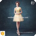 New Fashion Lady Golden Vestido de festa de Natal Elegant Slim Sexy Wedding Evening Party Mini vestido de ouro